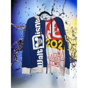 Disneyland Resort 2021 Adult Zip Hoodie‎ Drawstring Walt Disney Sz L Oversized
